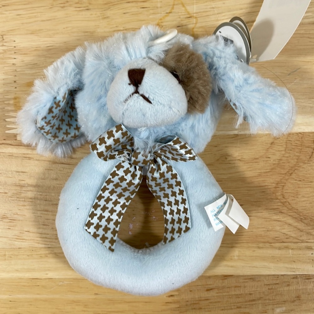 Bearington Bear Baby Collection Lil’ Waggles Rattle Blue